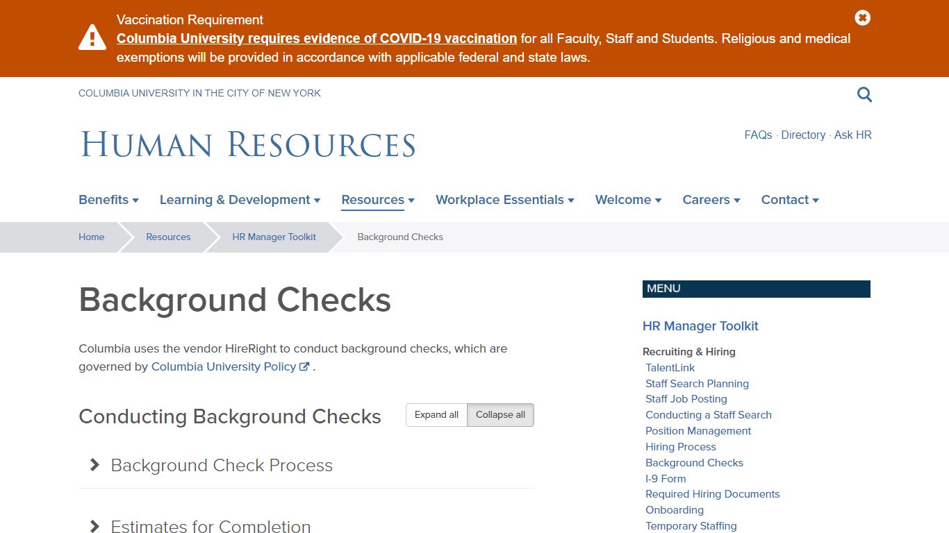 Background Checks | Human Resources - Columbia University