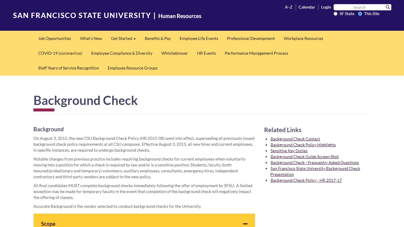 Background Check | Human Resources - San Francisco State University