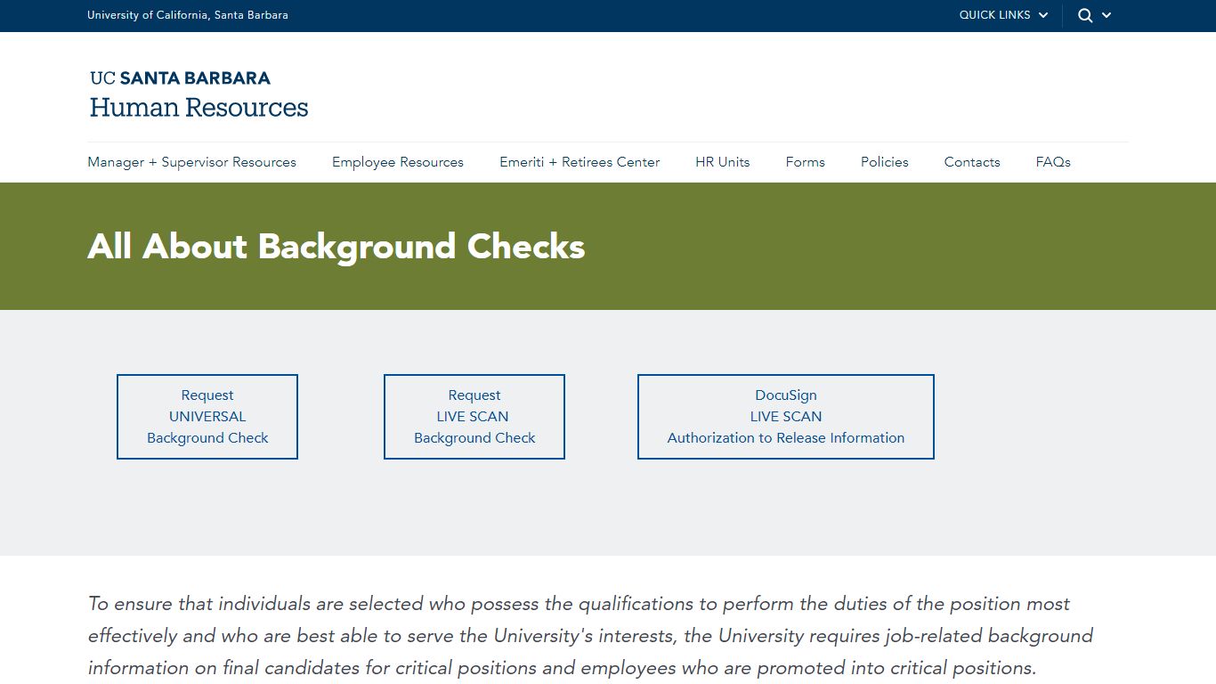 All About Background Checks | Human Resources - UC Santa Barbara