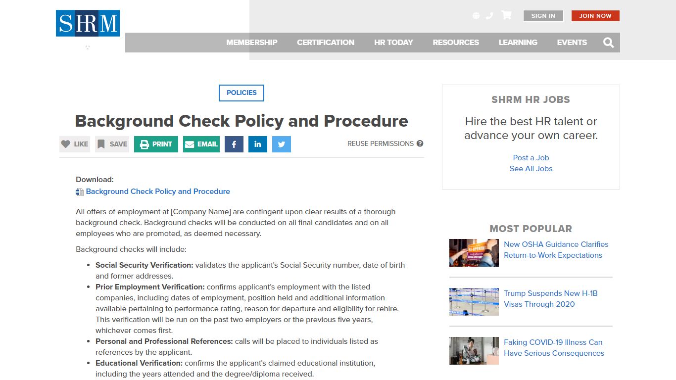 Background Check Policy and Procedure - SHRM